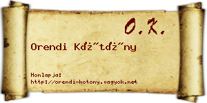 Orendi Kötöny névjegykártya
